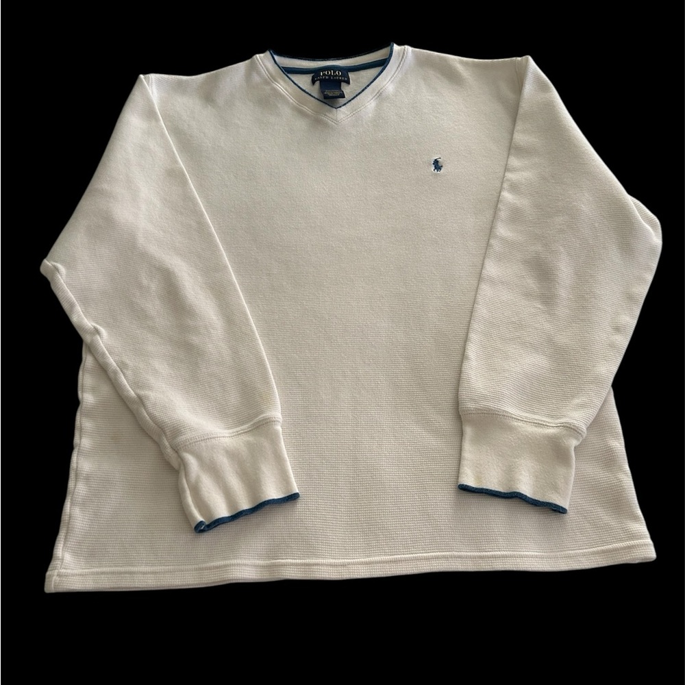 Polo by Ralph Lauren long sleeve v-neck waffle weave shirt size XL